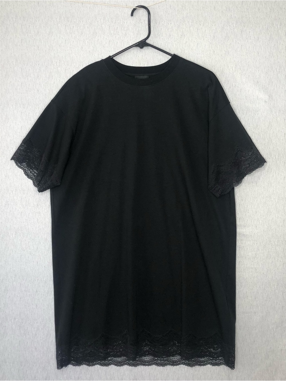 ATM Anthony Thomas Melillo Black T-Shirt Dress Lace Trim Hem Short Sleeve XS / S